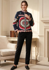 ibBan Hand Embroidered Winter Jacket for Women | Luxury Artisan Outerwear - Rose