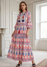 ibBan Cream Multicolour Printed Cotton Long Tunic -  Pisley