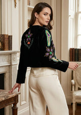 ibBan Women's Hand Embroidered Velvet Winter Jacket- Nigar Jacket