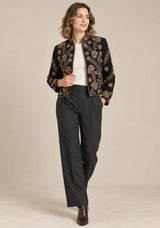 ibBan Women’s Black  Hand Embroidered Beaded Jacket - Morgan