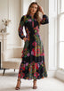 ibBan Women’s Black Multicolor Printed  Long Tunic - Asrar