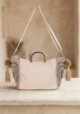 Bolso de lona bordado para mujer - Lila