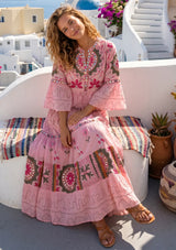 Women's Hand Embroidery Cotton Long Tunic Dress with Embroidery | ibBan - Orla