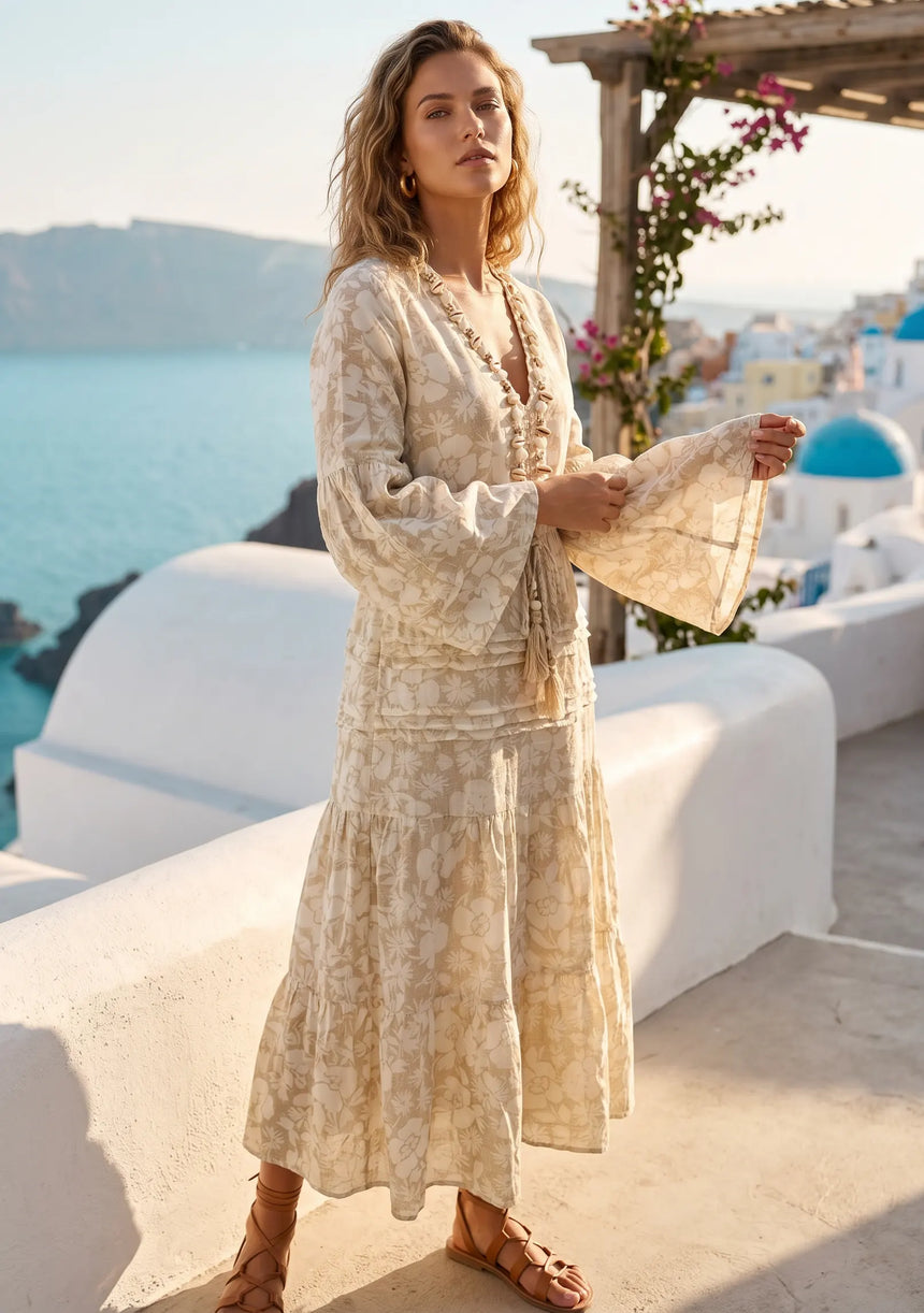 ibBan Floral Printed Cotton Maxi Dress | Women's Boho Resort Dress - Ziba