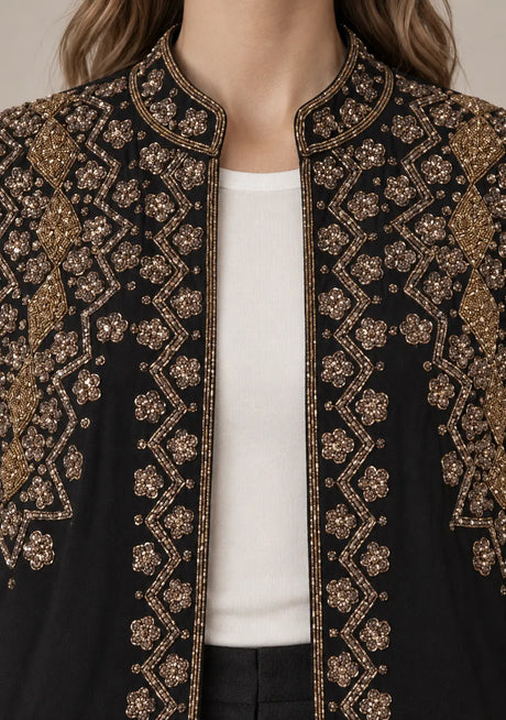 ibBan Women’s Jacket with Hand Embroidered Beadwork - Mabel