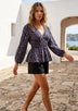 ibBan Premium Cotton Printed Peplum Top | Women's Floral Long Sleeve Blouse -Saga