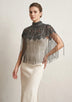 ibBan Black Hand Beaded Party Cape | Luxury Embroidered Evening Cape - Mazi