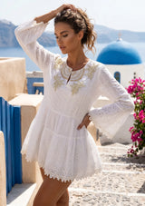 ibBan Hand Embroidered Cotton Short Dress | Women's Summer Dress - Tasia