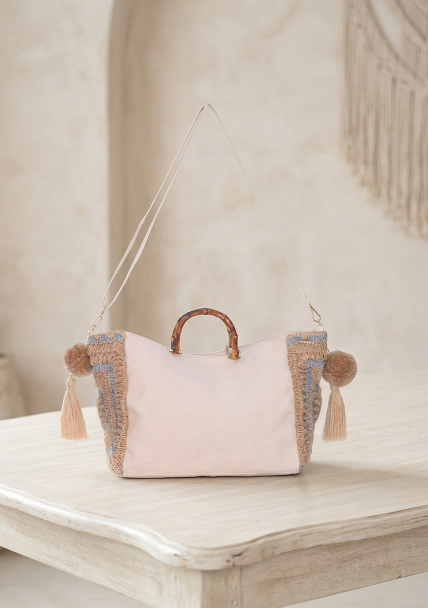 Bolso de lona bordado para mujer - León