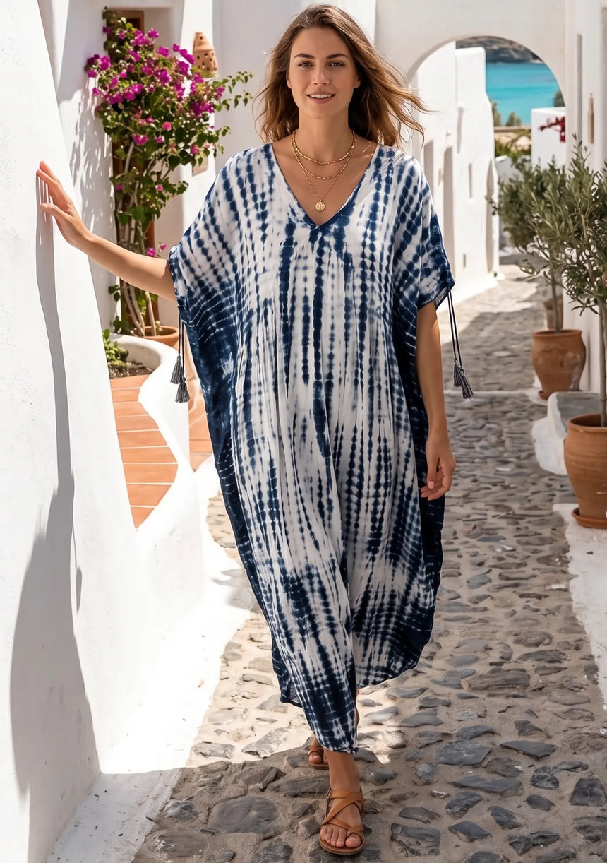 ibBan Women’s Tie-Dye Long Rayon Dress - Lareeb