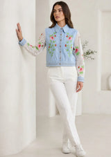 Women's Artisan Hand Embroidery Canvas Jacket - Farida