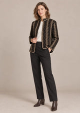 ibBan Women’s Black Mesh Jacket with Hand Embroidered - Parisa