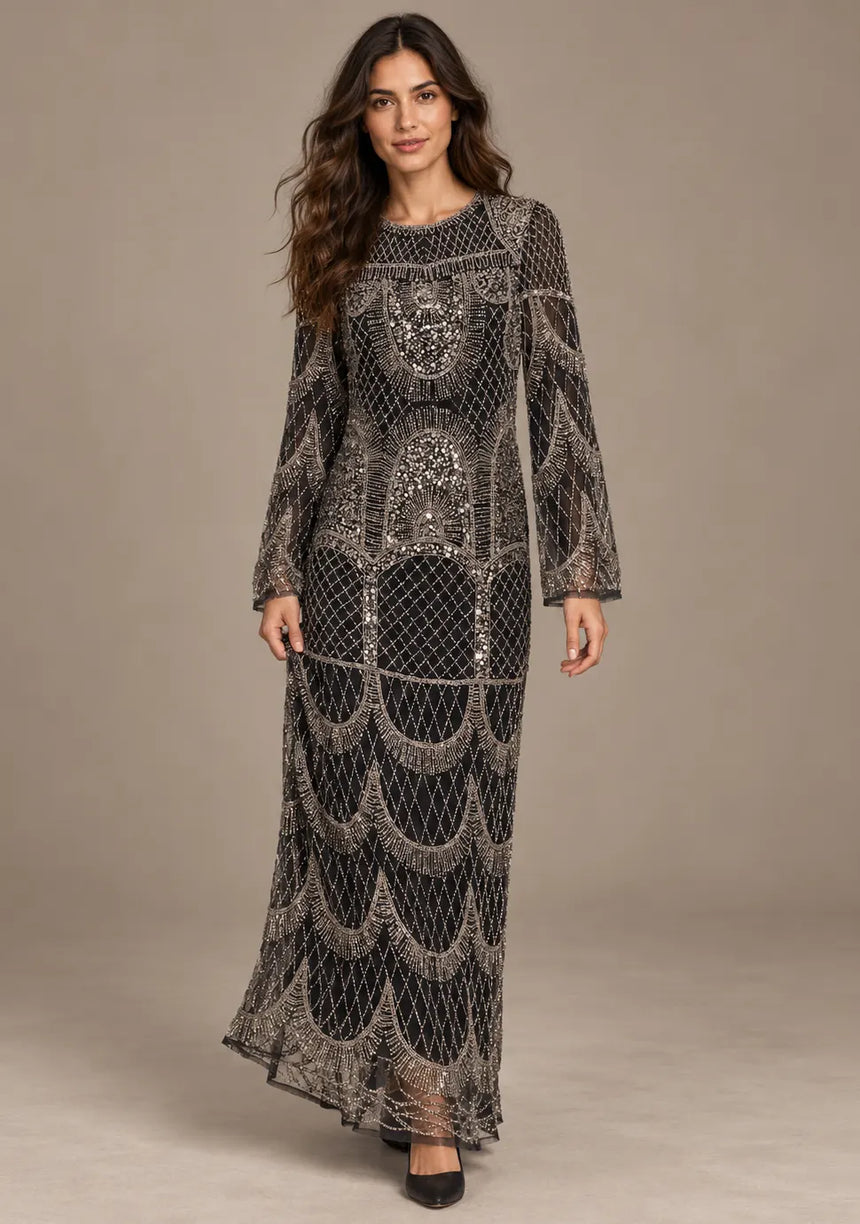 Women’sParty Long Dress with Hand Embroidery - Sybel