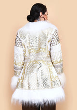 Manteau court bohème Alara pour femme, peint à la main, artisanal