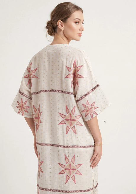 Vestido maxi de algodón con cuello en V para mujer - Rubiya