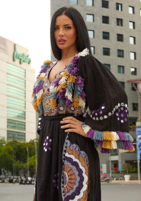 ibBan Vestido Largo para Mujer Sara | Tela Slub | Artesanal | Talla Única