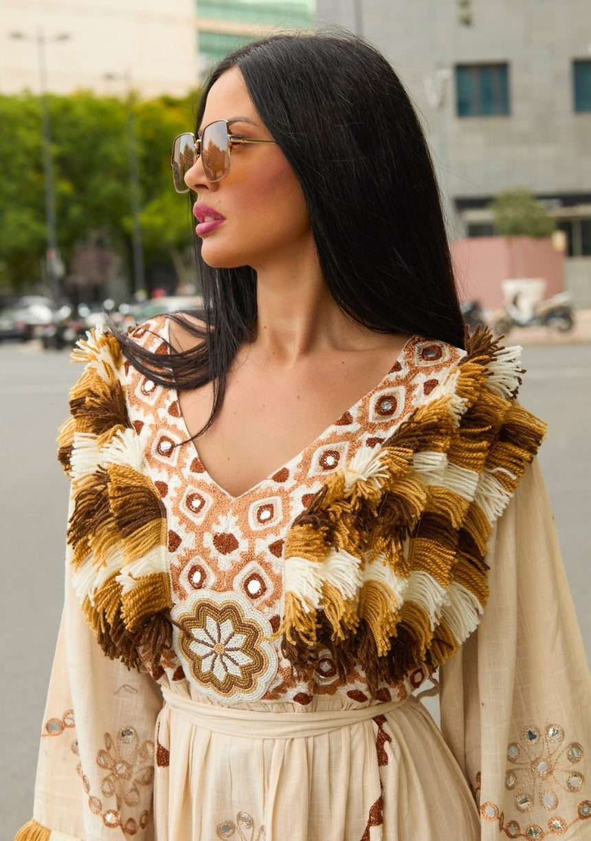 ibBan Vestido Largo para Mujer Sara | Tela Slub | Artesanal | Talla Única