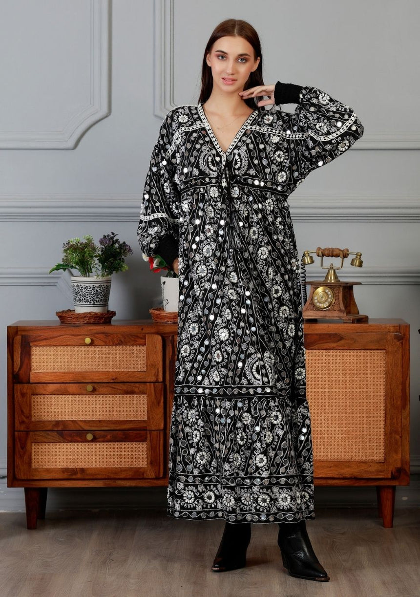 ibBan Vestido Largo Nuria para Mujer | Georgette | Artesanal | Talla Única