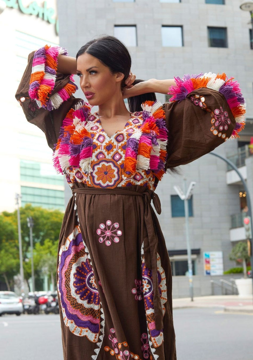 ibBan Vestido Largo para Mujer Sara | Tela Slub | Artesanal | Talla Única