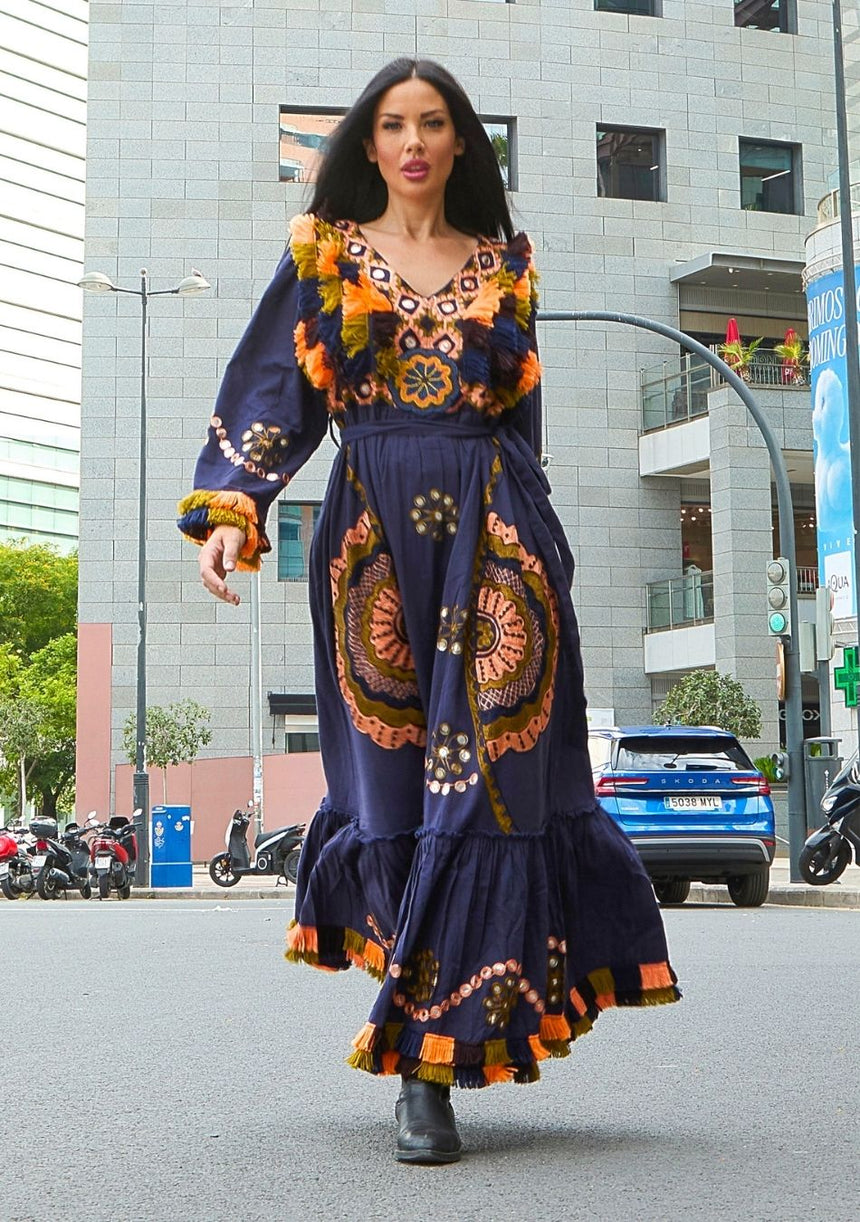 ibBan Vestido Largo para Mujer Sara | Tela Slub | Artesanal | Talla Única