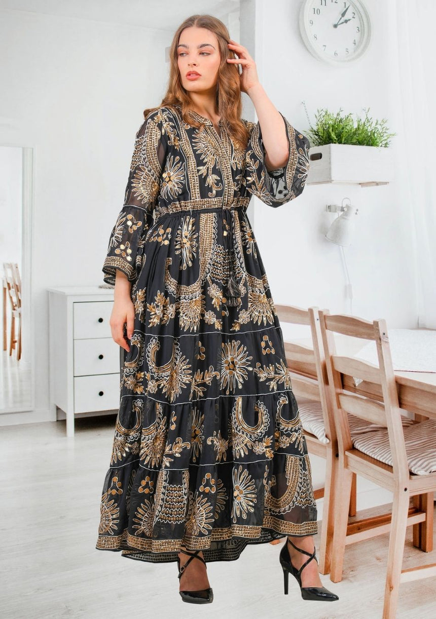 ibBan Women's Long Tunic Yara | Georgette | Artisan | One Size