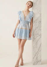 Women's Hand Embroidered Cotton Mini Dress V-Neck - Umida