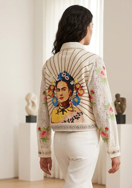 Veste en toile brodée main artisanale pour femme - Farida