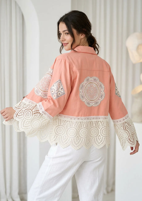 Veste en toile brodée main artisanale pour femme - Ishila