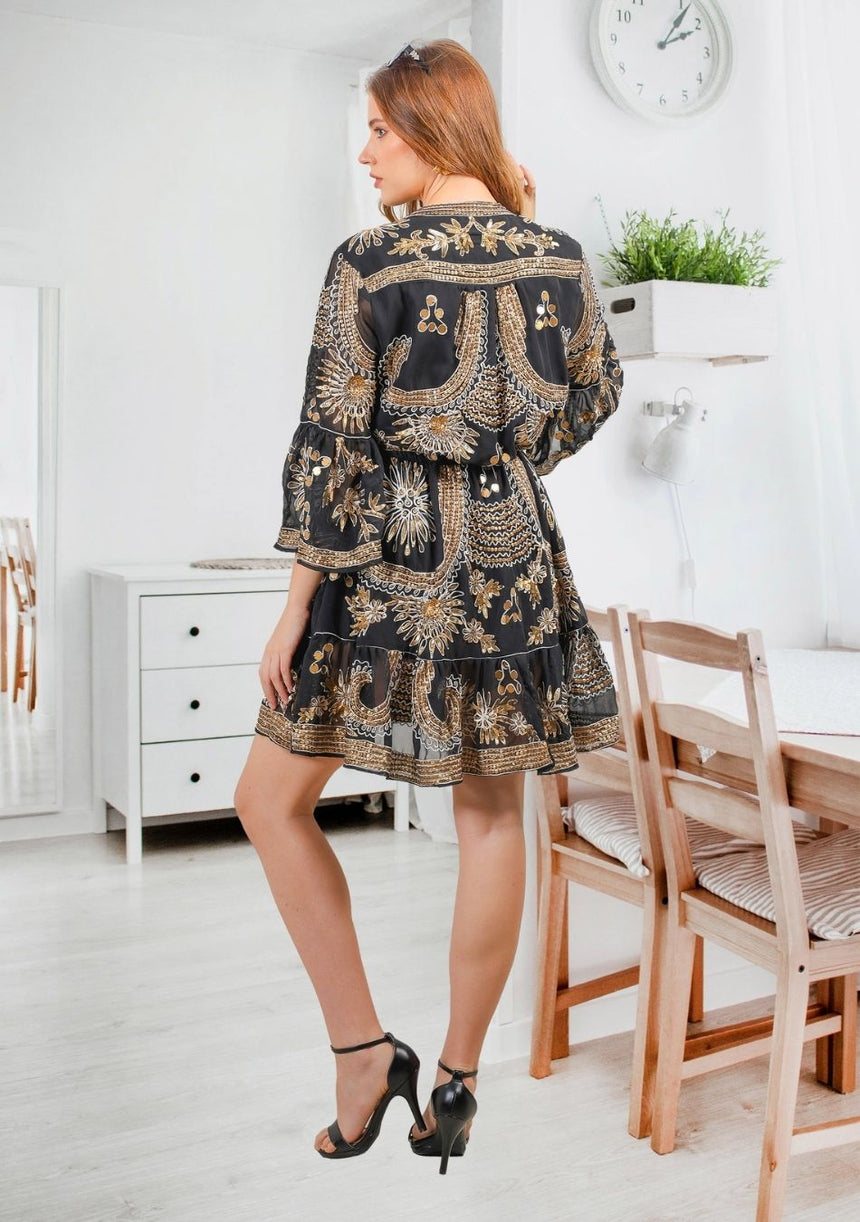 ibBan Women's Short Tunic Yara | Georgette | Artisan | One Size