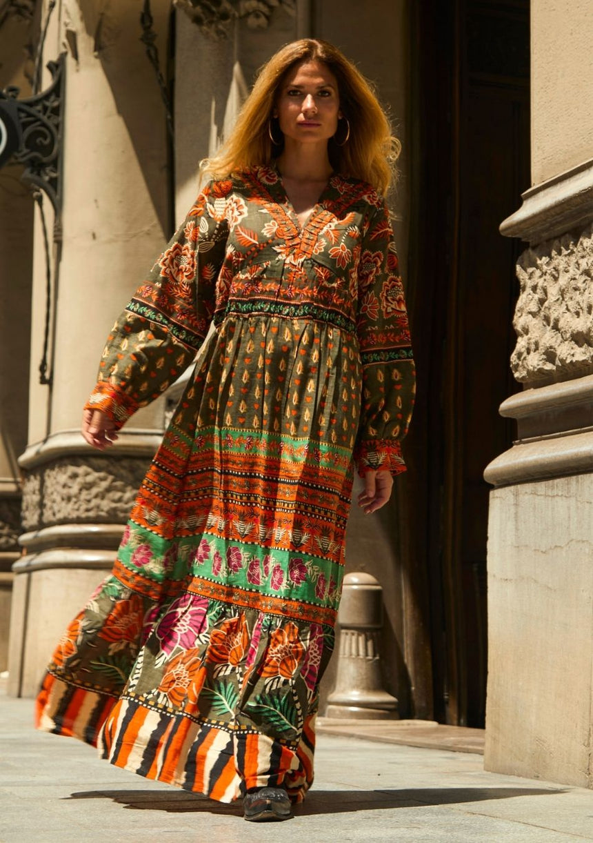 ibBan Vestido Largo para Mujer Zeena | Bohemio Multicolor | Talla Única