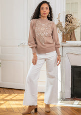 ibBan Hand Embroidered Women's Winter Cotton Sweater -Riva