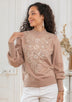 ibBan Hand Embroidered Women's Winter Cotton Sweater -Riva