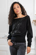 ibBan Women's Hand Embroidered Winter Knit Sweater | Luxury Black Designer - Stelia