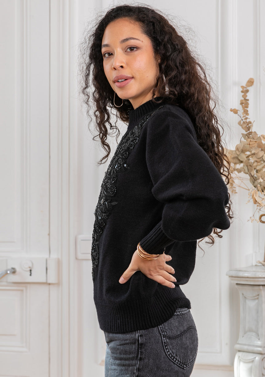ibBan Hand Embroidered Women's Winter Cotton Sweater -Riva