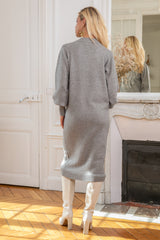 ibBan Women's Beige Hand Embroidered Winter Knit Dress - Martina