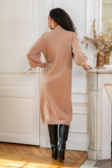 ibBan Women's Beige Hand Embroidered Winter Knit Dress - Martina