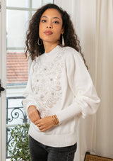 ibBan Hand Embroidered Women's Winter Cotton Sweater -Riva