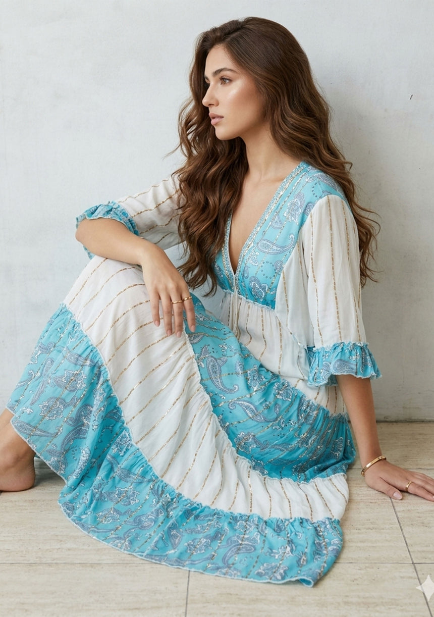 Vestido largo de algodón para mujer - Revaya