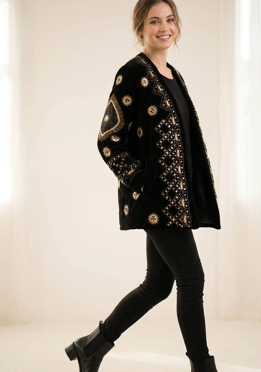 Women's Heavy Embroidered Winter Coat | Luxury Designer Outerwear | ibBan - Alesta