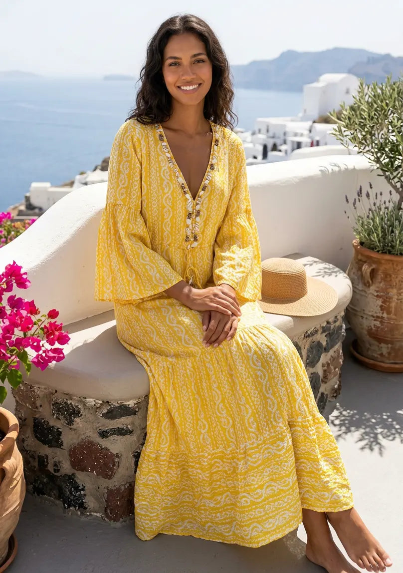 Bohemian Embroidered Cotton Dress for Women | ibBan Summer Collection - Alaz