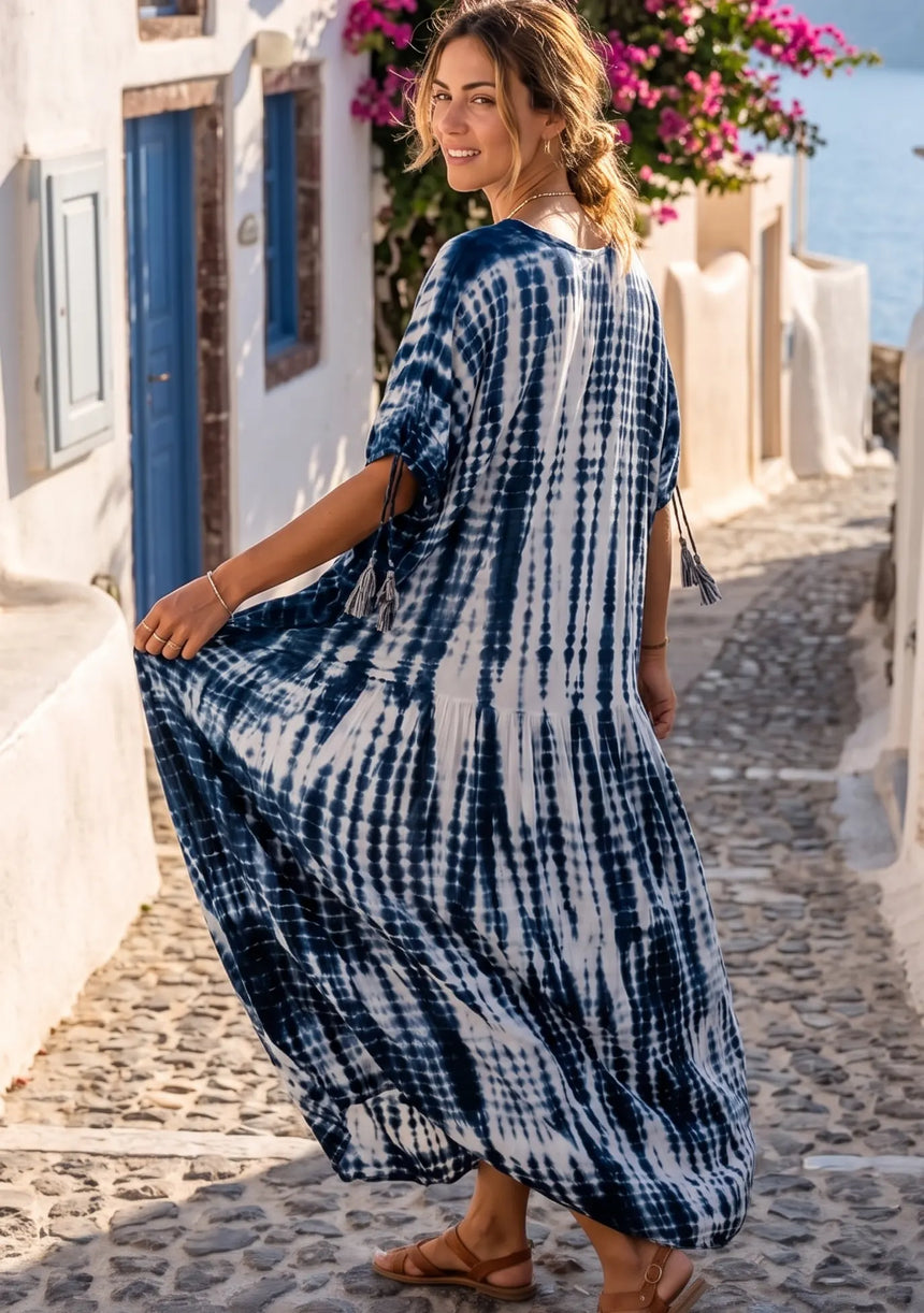 ibBan Women’s Tie-Dye Long Rayon Dress - Lareeb