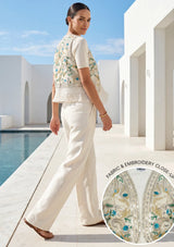 ibBan Hand Embroidered Women's Vest | Luxury Beaded Resort Wear Vest - Suva