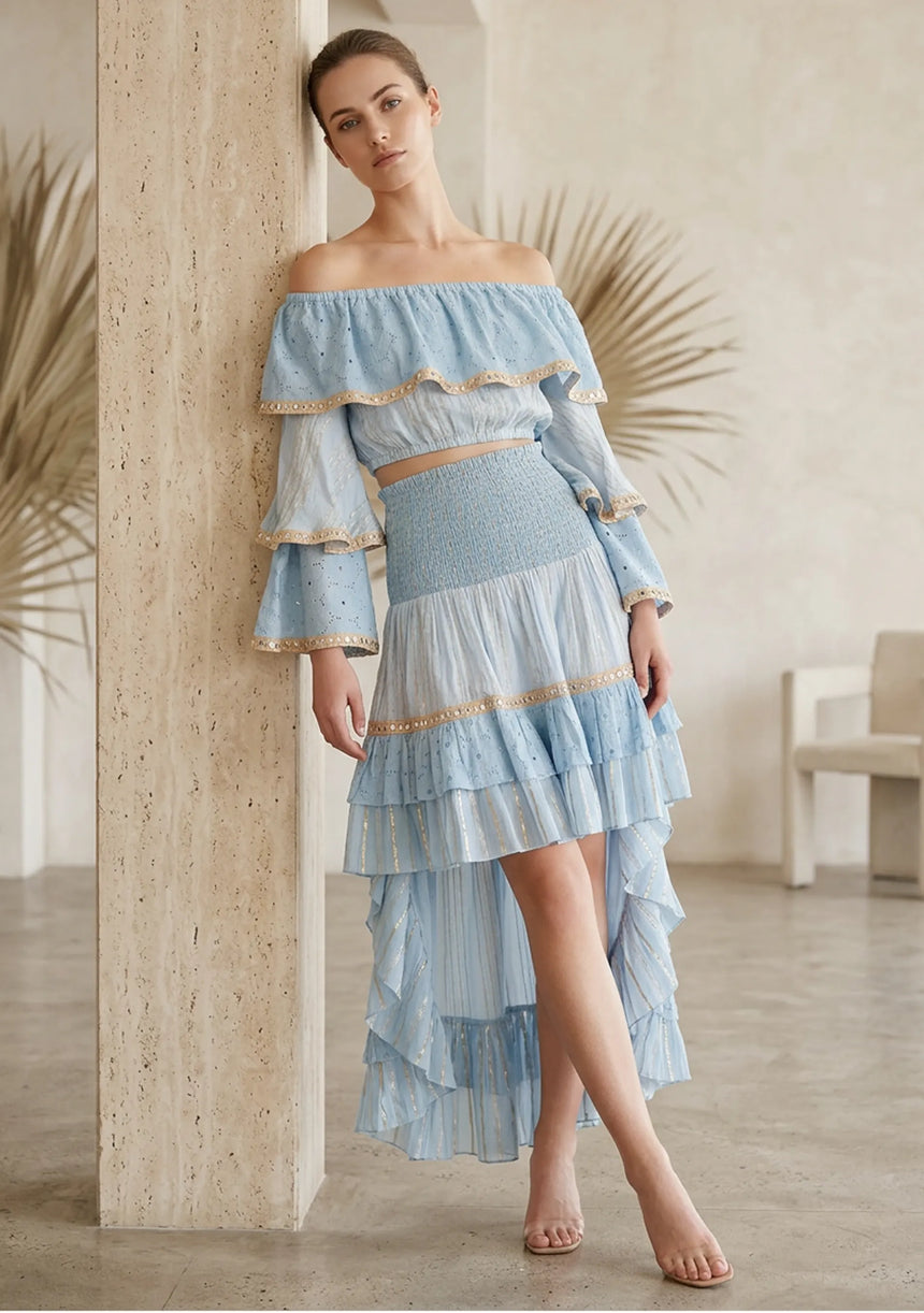 ibBan Women’s Hand Embroidered Skirt & Blouse Set - Umida