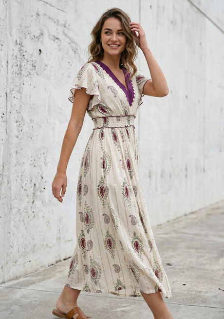 Vestido largo de algodón para mujer - Nia