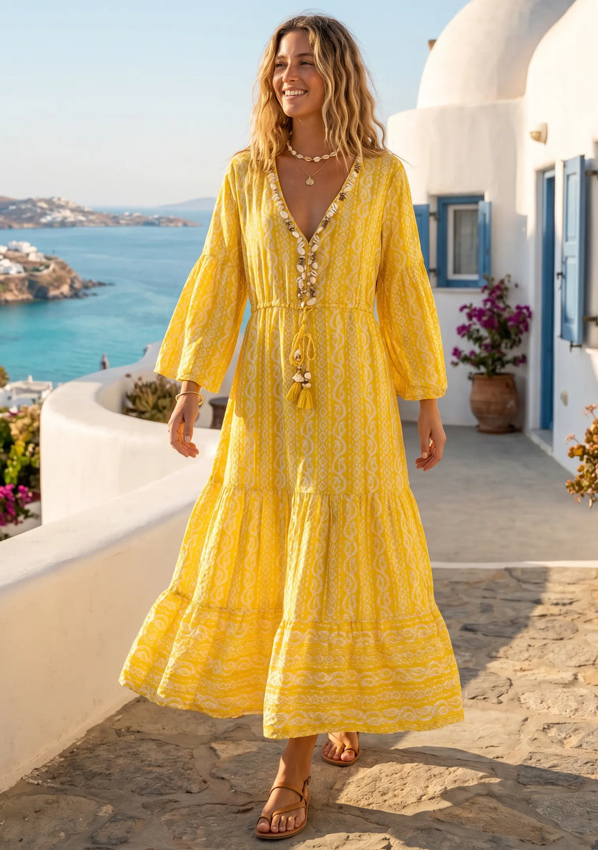 Bohemian Embroidered Cotton Dress for Women | ibBan Summer Collection - Alaz
