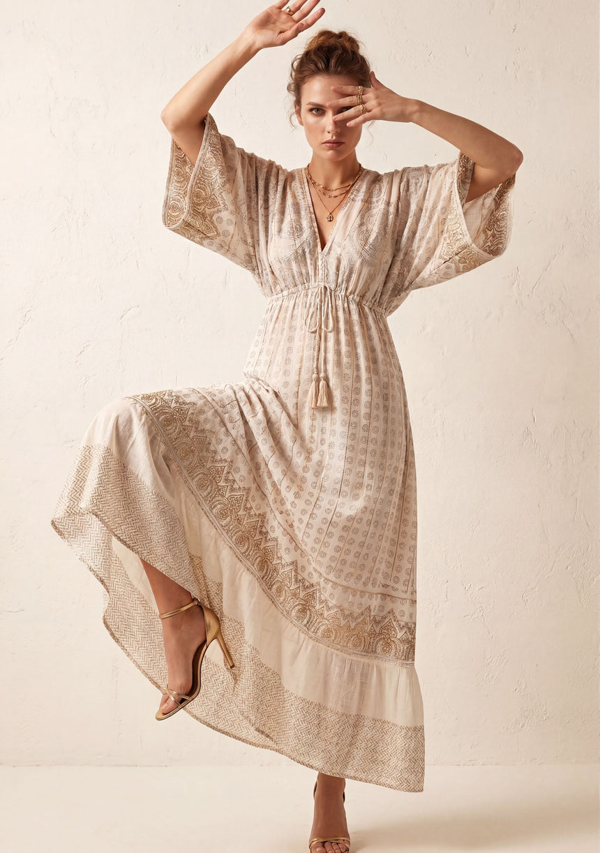 Vestido largo de georgette para mujer - Fina