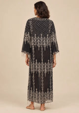 ibBan Women’s Black Embroidered Net Kaftan Dress -Henry
