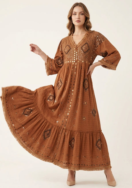 Maxivestido de algodón para mujer - Saisha