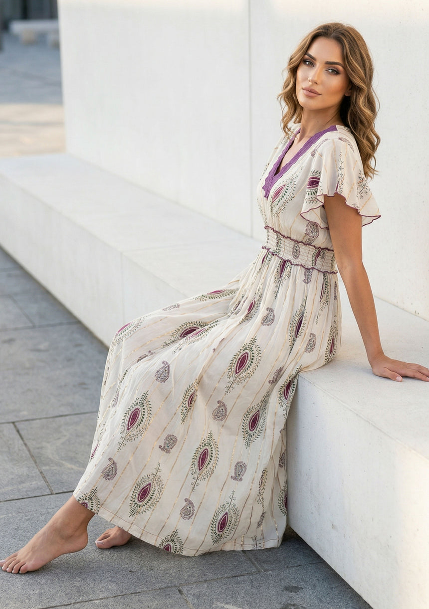 Vestido largo de algodón para mujer - Nia