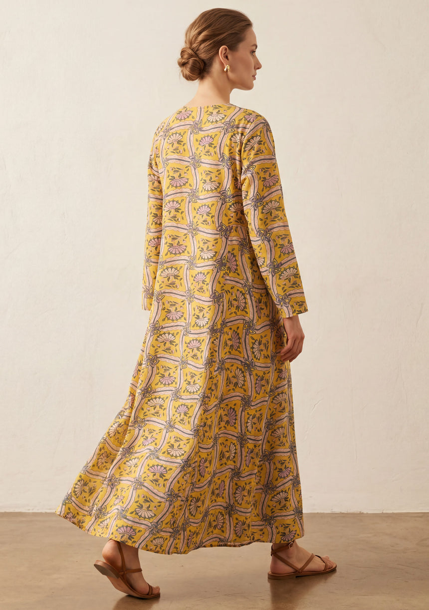 Vestido largo de algodón para mujer - Revina